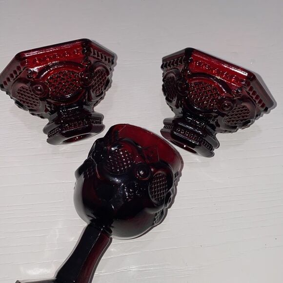 Avon Vintage Cape Cod Ruby Red Collection 3oz Wine Goblet With Candle Sticks - Picture 11 of 11